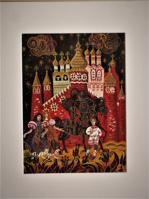 Niet of onleesbaar gesigneerd - Expressionistisch Russisch Aquarel "figuren voor Kathedraal" gesigneerd kopen? Bied vanaf 1!