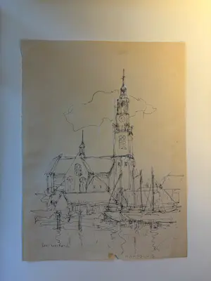 Jaap Weiland - Inkttekening Maassluis kopen? Bied vanaf 50!