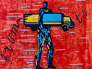 Hans Wap - Grote in 1995 gemaakte kleurenzeefdruk “From—To “ - beperkte oplage (100) kopen? Bied vanaf 39!