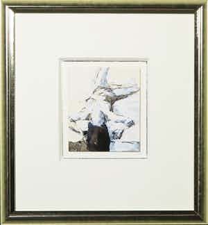 Bert van Zelm - Gouache, Liggend naakt - Ingelijst verkocht voor € 40!