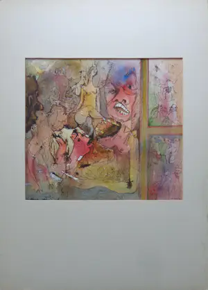 Han Faken - REAR WINDOW / ORIGINEEL WERK / 69x49cm / SIG / 1968 / PASSE-PARTOUT kopen? Bied vanaf 25!