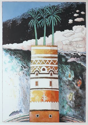 Gert Strengholt - Litho, Shibam - Ingelijst kopen? Bied vanaf 1!