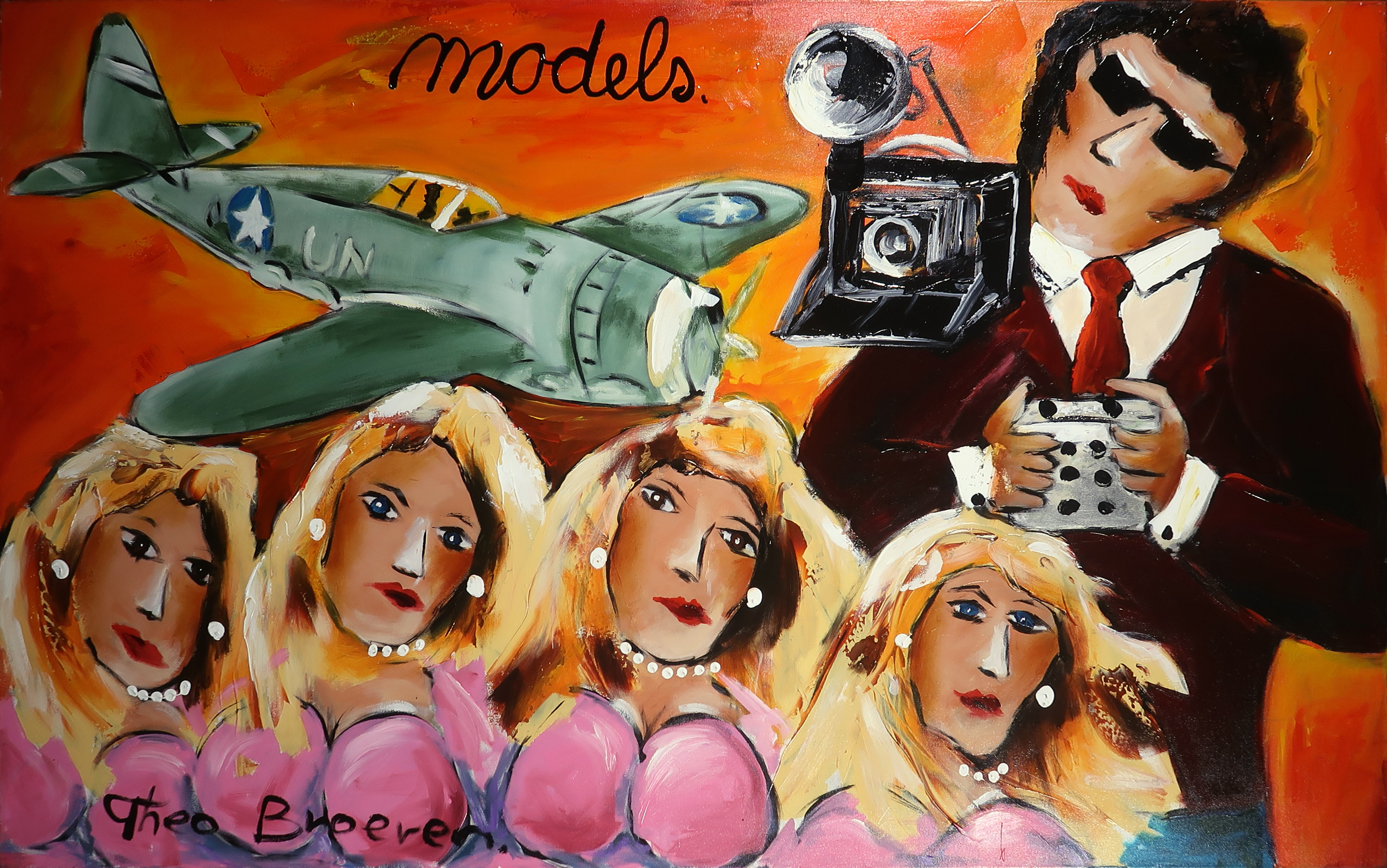 Theo Broeren - Acryl op doek, Models (Zeer groot) verkocht voor € 50!