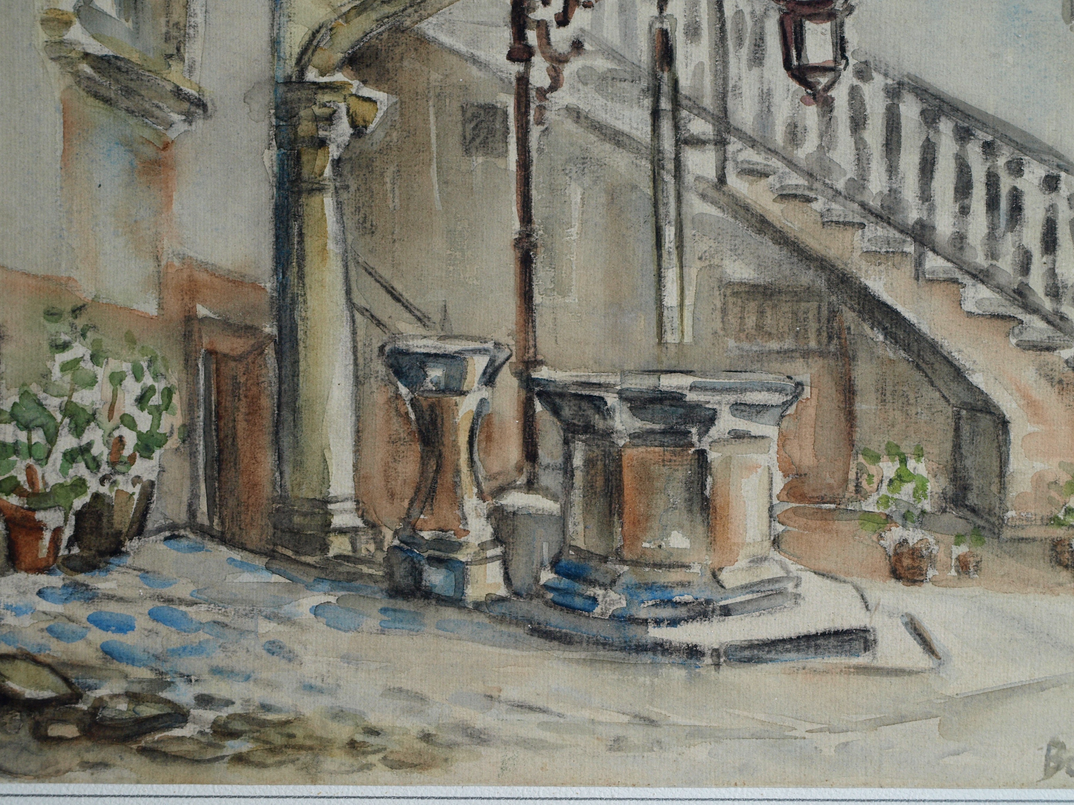 Bob Denneboom - Aquarel , Patio, Espana, Palma - ingelijst – 1958 kopen? Bied vanaf 50!