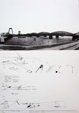 Auke de Vries - litho: ontwerp Maasbeeld (1982) verkocht voor € 75!