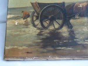 Joop Mertens - Olieverf op doek , Visser met paard en wagen – gesigneerd kopen? Bied vanaf 1!
