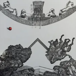 Gerti Bierenbroodspot - Compositie met (lui)paarden, ets kopen? Bied vanaf 100!