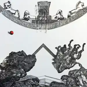 Gerti Bierenbroodspot - Compositie met (lui)paarden, ets verkocht voor € 100!