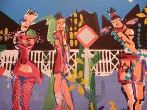 Espen Hagen - Gr Zeefdruk(49x135 cm) GOING TO WORK Hand gesigneerd kopen? Bied vanaf 60!