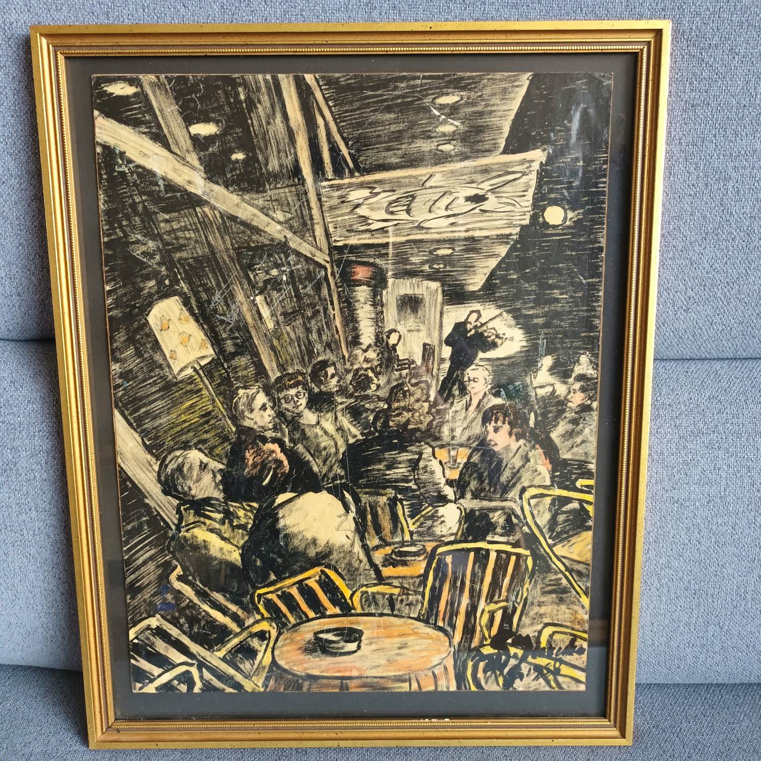 Wim Jurcka - Café tafereel met gezellige drukte en muziek kopen? Bied vanaf 100!