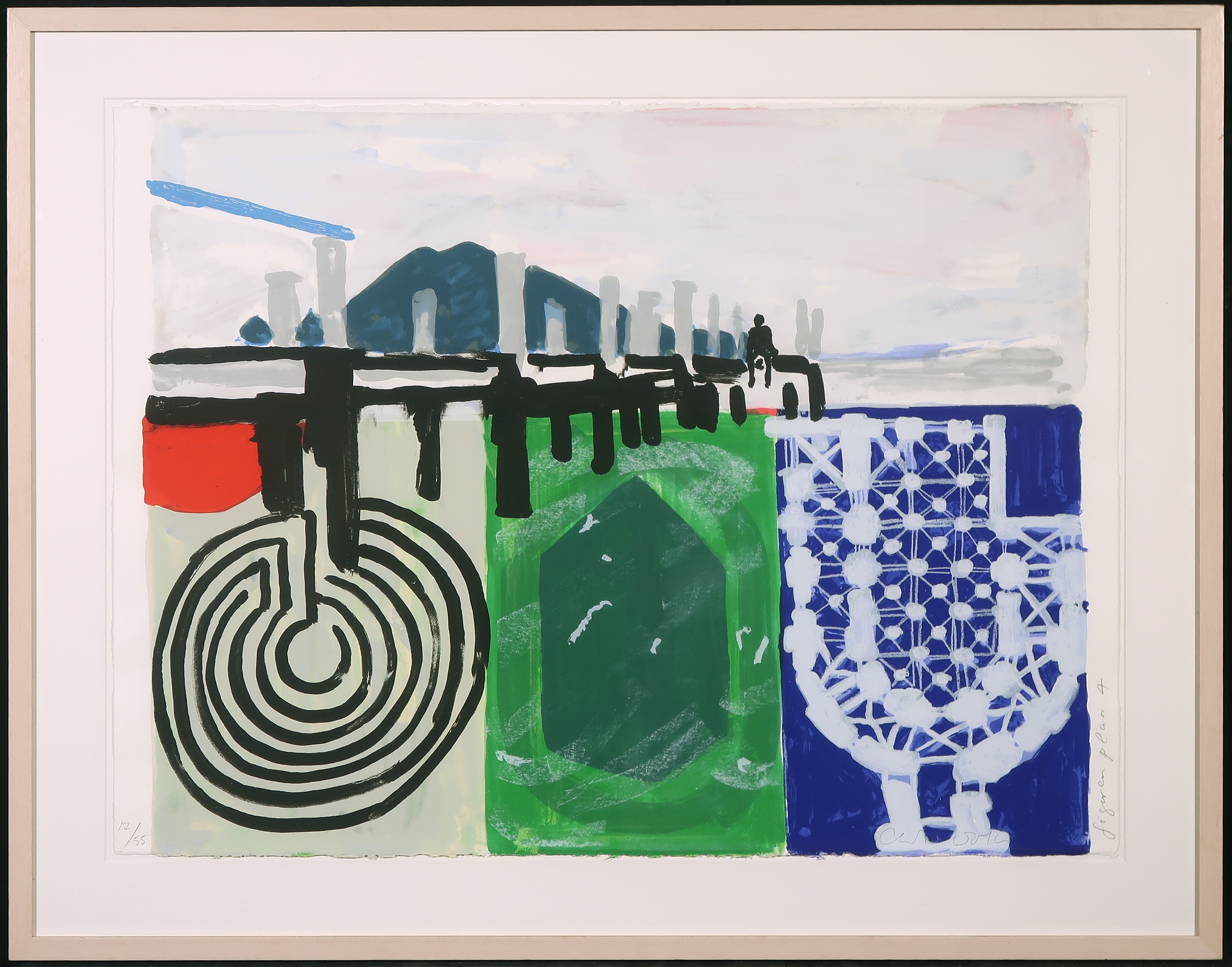 Cees Dolk - Zeefdruk, Figuren plan 4 - Ingelijst verkocht voor € 35!