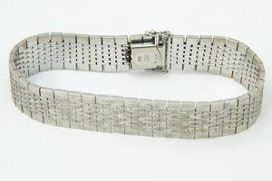 Vintage jaren 60 wit-gouden 14 krt unisex Armband - flexibele gematteerde band kopen? Bied vanaf 1360!