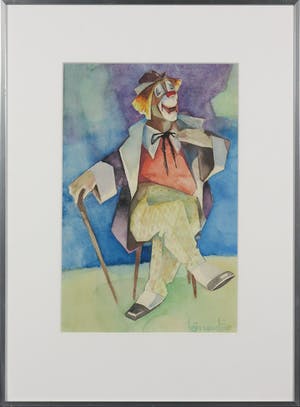 Krijn van Dijke - Aquarel, Hier ben ik/ Clown - Ingelijst kopen? Bied vanaf 35!