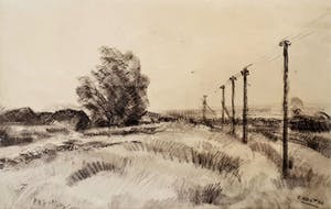 Cor Noltee - A2141-11, Landschap met elektriciteitspalen kopen? Bied vanaf 200!