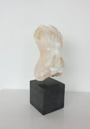Angelo Moyano - Sculptuur van natuursteen / albast op sokkel, Vrouwentorso kopen? Bied vanaf 400!