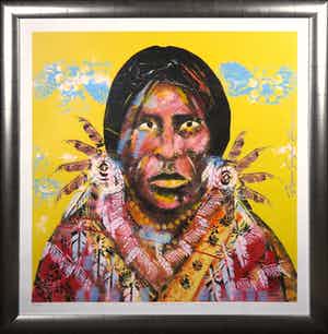 Espen Hagen - Zeefdruk, Indiaan (Phoenix Arizona) - Ingelijst verkocht voor € 40!