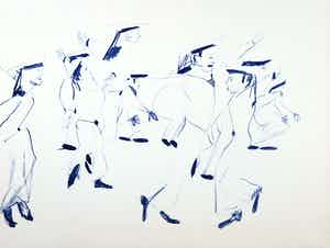 Emo Verkerk - Litho, Dansende mariniers verkocht voor € 70!