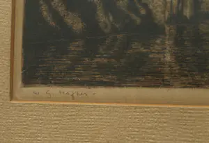 Willem Gerard Hofker - Ingelijste ets , Stadsgezicht Amsterdam - 1928 kopen? Bied vanaf 50!