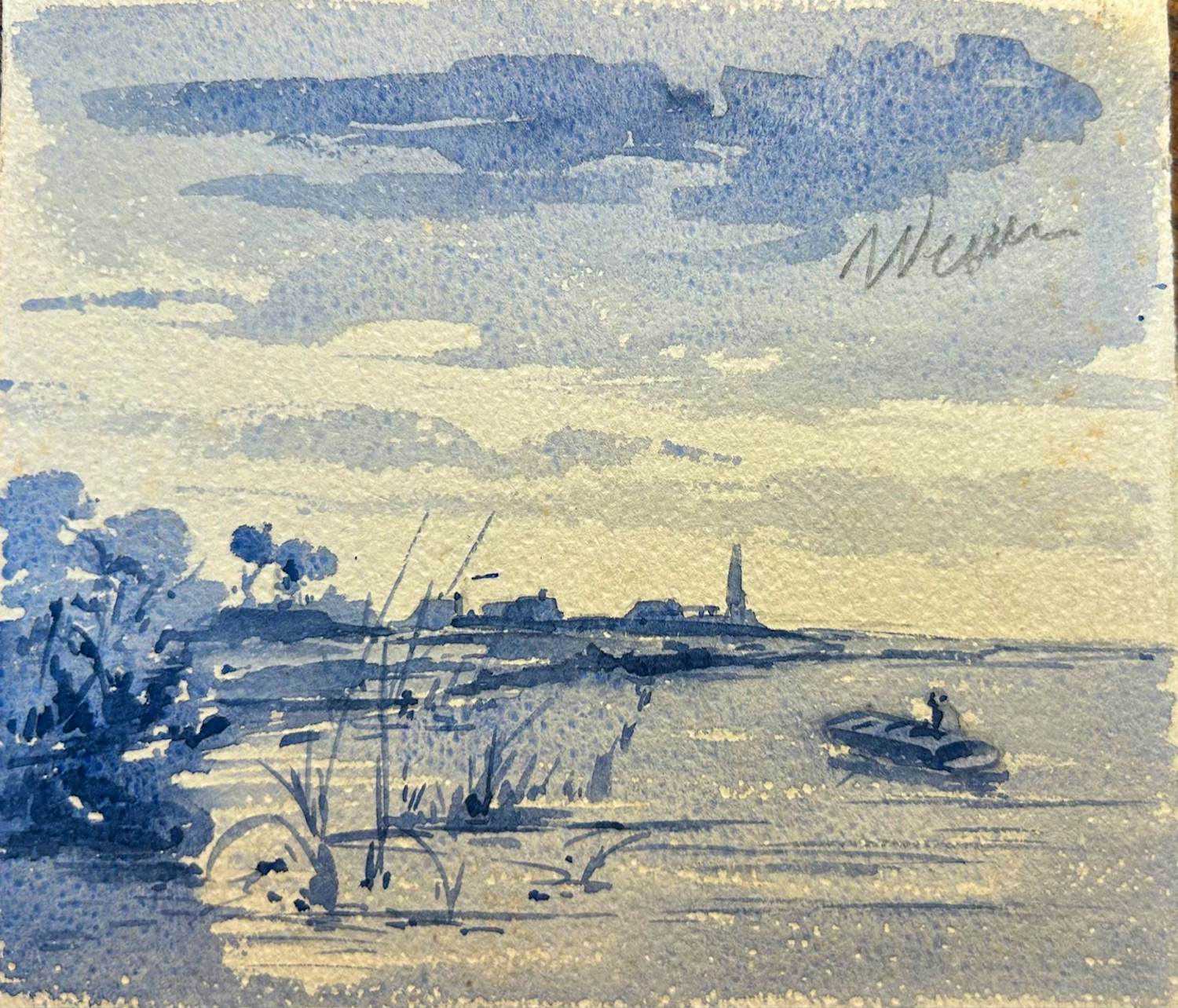 Willem Weissenbruch - Rivierlandschap kopen? Bied vanaf 40!