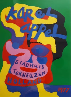 Karel Appel - Expositie Karel Appel Stadhuis Terneuzen - groot - mooi ingelijst ! kopen? Bied vanaf 85!