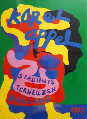 Karel Appel - Expositie Karel Appel Stadhuis Terneuzen - groot - mooi ingelijst ! verkocht voor € 85!