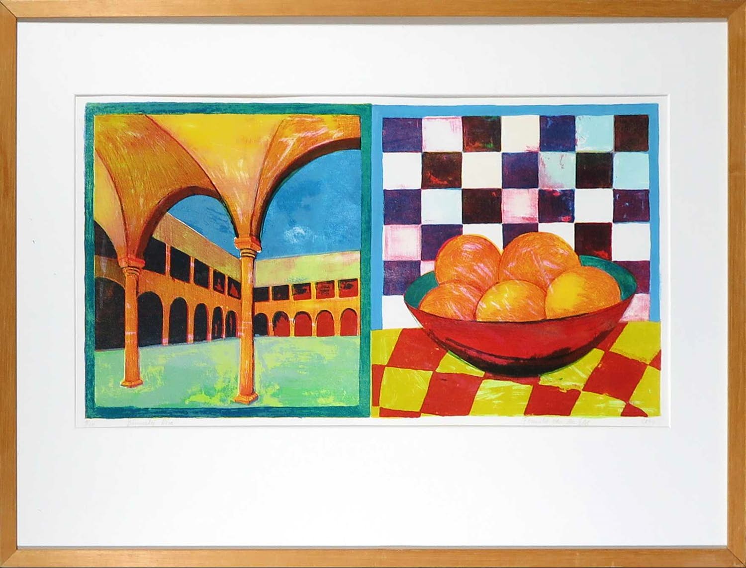 Fenneke van der Elst - Litho, Binnenhof Pisa - Ingelijst kopen? Bied vanaf 1!