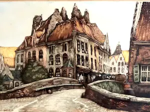 AcheterJef Codron - Belgisch Stadsgezicht - Ets, Ingelijst? Enchérissez de 35!