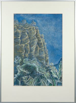 Alexander Gerhardus Dieperink - Monotype, Gezicht op een klif - Ingelijst kopen? Bied vanaf 35!