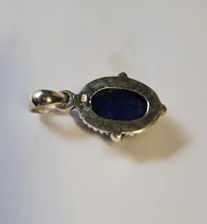 Nieuwe  vintage  zilveren ovale  hanger lapis lazuli kopen? Bied vanaf 55!