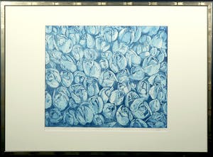 Rien Bakker - Ets en aquatint, Tulpen in blauw - Ingelijst kopen? Bied vanaf 20!