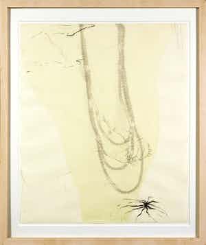 Arno Kramer - Aquarel en pastelkrijt, Compositie met grijze ketting - Ingelijst verkocht voor € 200!