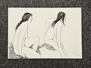 Leo Braat - In 1969 gemaakte zwartestift tekening "zittend vrouwelijk naakt" gesigneerd kopen? Bied vanaf 1!