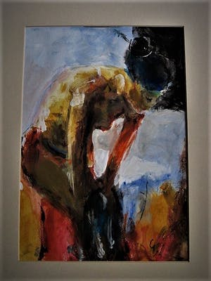Gerard de Wit - Buitengewoon mooi expressionistisch Aquarel "Vrouw in Boudoir" gesigneerd kopen? Bied vanaf 10!