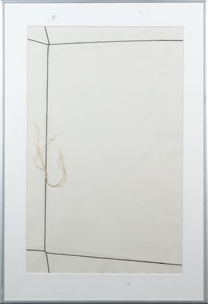 Marijke de Goey - Lijnencompositie van touw op/achter papier (drieluik) - Ingelijst kopen? Bied vanaf 100!