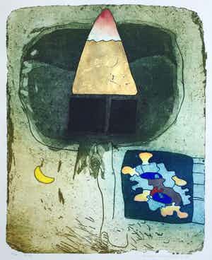 Michel van Overbeeke - Rite II | kleurenets (I/III) - ingelijst verkocht voor € 85!