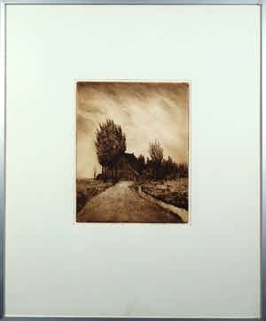 Frederik van Batenburg - Ets, Jellum - Ingelijst verkocht voor € 35!