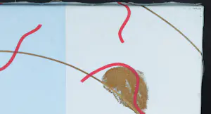 Arjen Toet - Acryl op doek, Buikafdruk tegen blauwe achtergrond kopen? Bied vanaf 1!