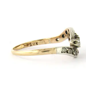 14k goud en zilver ring met roos geslepen diamant tot. 0.10ct – G/H - SI kopen? Bied vanaf 210!