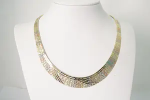 01- Fraai & sierlijk 14 krt gouden tricolor Halssieraad / Choker- gekeurd kopen? Bied vanaf 960!