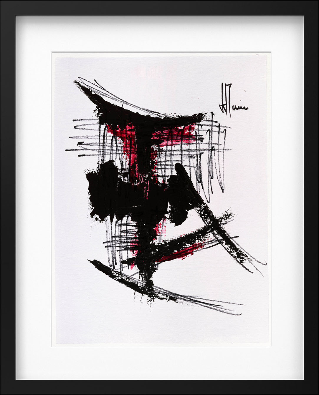 AcheterJean-Jacques Marie - Abstraction noire et rouge encadrée H299? Enchérissez de 110!
