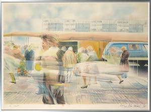 John Verberk - Litho, De markt - Ingelijst kopen? Bied vanaf 10!