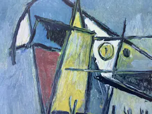 Jan Roëde - Abstracte compositie met geel, blauw en rood kopen? Bied vanaf 235!