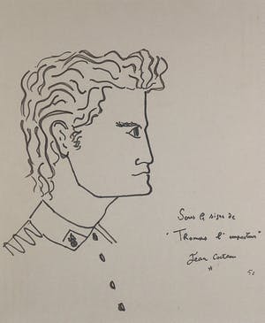 Jean Cocteau - Inkttekening, Sous le signe de 'Thomas l'imposteur' - Ingelijst kopen? Bied vanaf 2000!