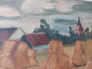 Jules De Sutter - schilderij - landschap met korenschoven - ingelijst kopen? Bied vanaf 1300!