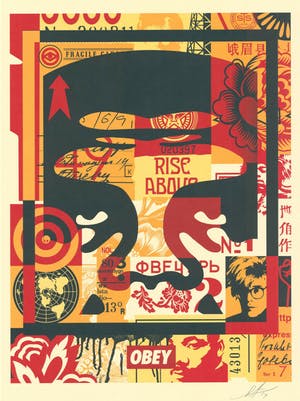 Shepard Fairey - "OBEY 3-Face collage , 2018 , set van drie kopen? Bied vanaf 180!