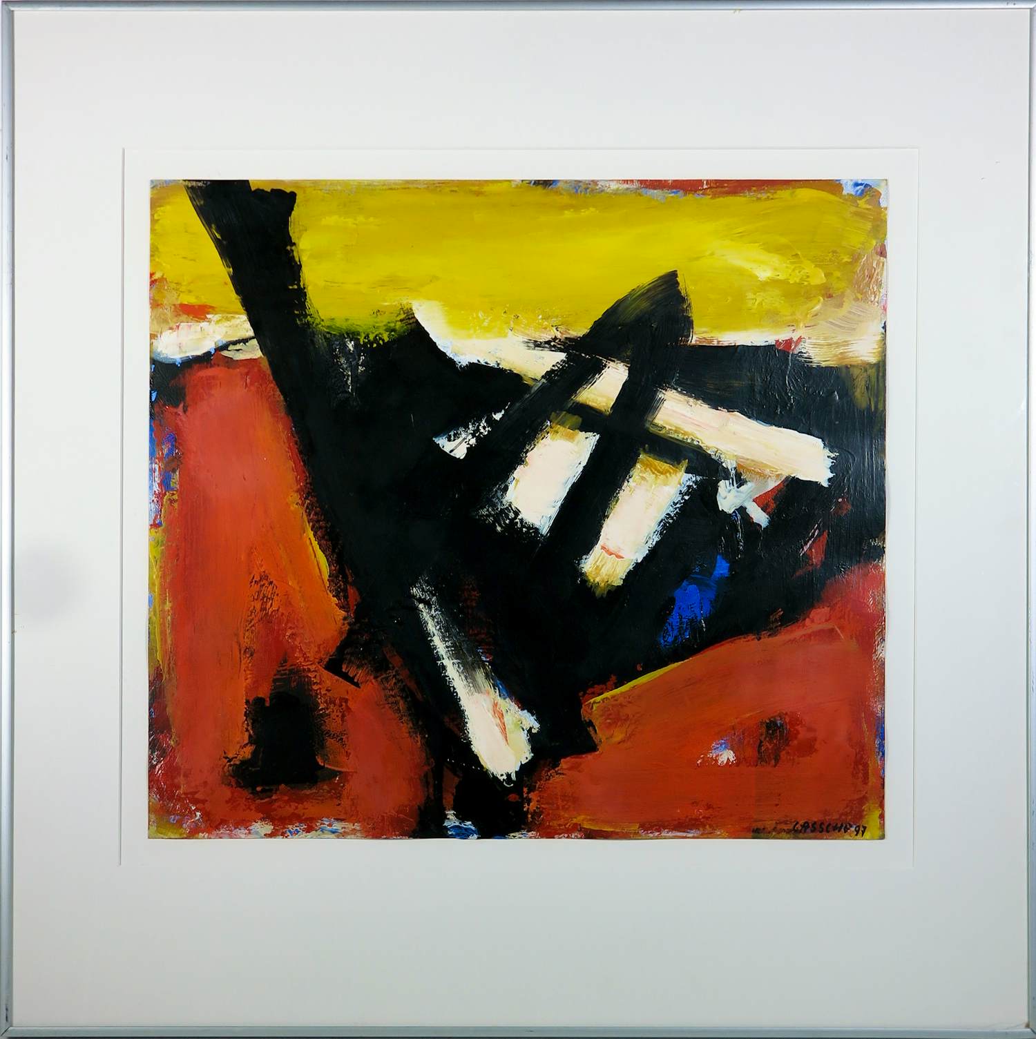 Henk Lassche - Olieverf op stevig papier, Movement - Ingelijst kopen? Bied vanaf 500!