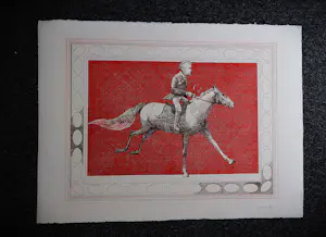 Aat Verhoog - Grote kleuren lithografie - 'Ruitertje' - kleine oplage (40) - potlodgesigneerd kopen? Bied vanaf 39!