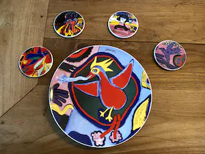 Corneille - Corneille Vuurvogel- Het originele keramische bord met 4 onderzetters kaufen? Bieten Sie von 1!