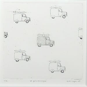 Hans Andringa - Ets, De geluidswagen - Ingelijst kopen? Bied vanaf 1!