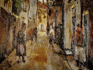 Niet of onleesbaar gesigneerd - Charmant omstreeks 1920 geschilderd olieverf "Dorpstraatje" gesigneerd kopen? Bied vanaf 1!